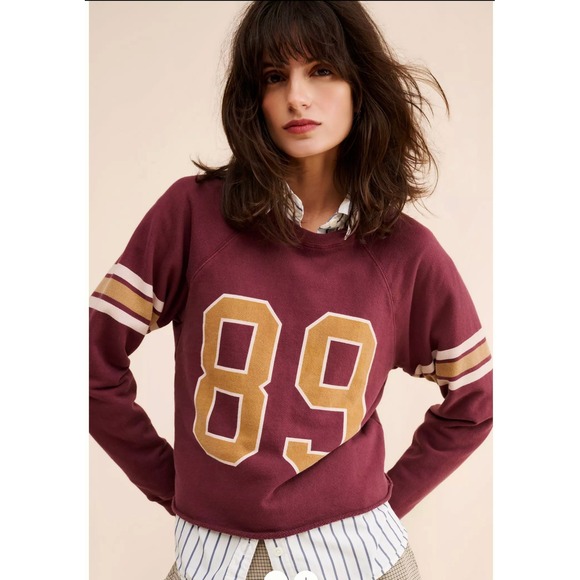 Original Retro Brand Tops - Original RetroBrand Anthropologie Varsity Sweatshirt Small Red Collegiate Crop